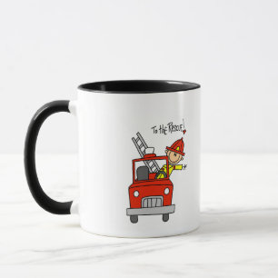 Strichmännchen-Feuerwehrmann zur Rettung Tasse