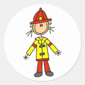 Strichmännchen Firefighter-Aufkleber Runder Aufkleber (Vorderseite)