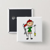 Strichmännchen-Fischen-T-Shirts und Geschenke Button (Vorne & Hinten)