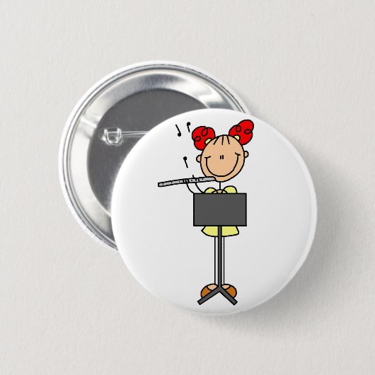 Strichmännchen-Flöten-Knopf Button (Vorne & Hinten)