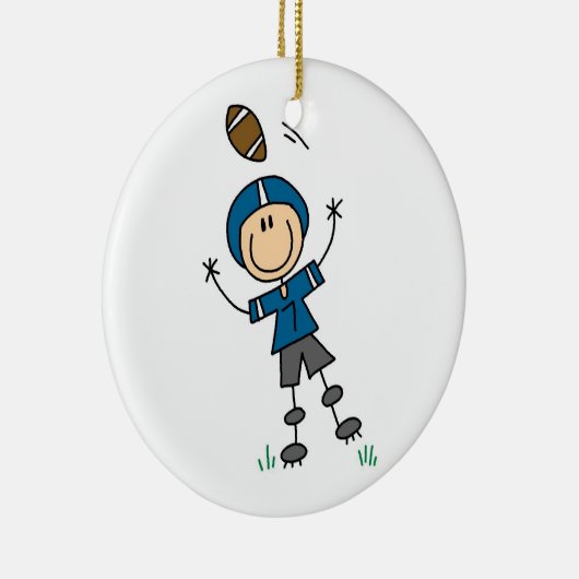 Strichmännchen Football Blue Keramik Ornament (Rechts)