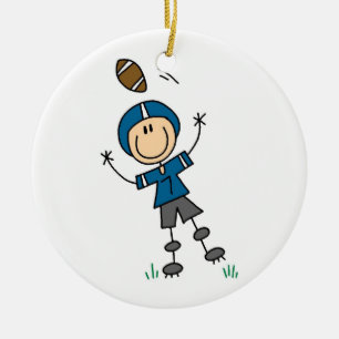 Strichmännchen Football Blue Keramik Ornament