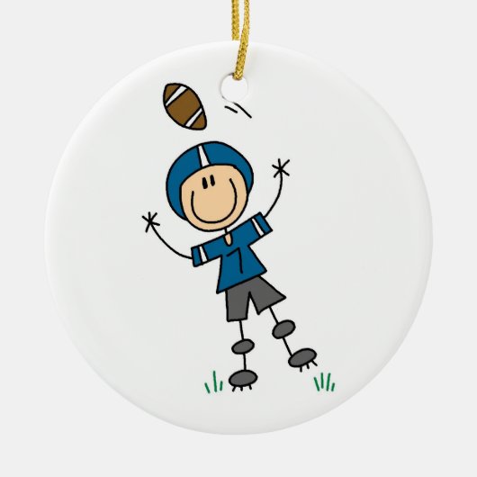 Strichmännchen Football Blue Keramik Ornament (Vorne)