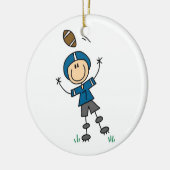 Strichmännchen Football Blue Keramik Ornament (Links)