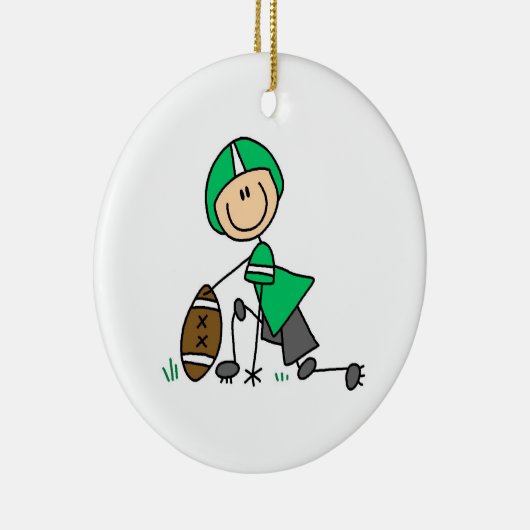 Strichmännchen Football Green Keramikornament (Rechts)