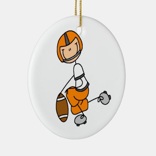 Strichmännchen Football Orange Keramik Ornament (Rechts)