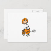 Strichmännchen Football Orange Postkarte (Vorne/Hinten)