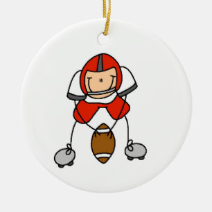 Strichmännchen Football Red Keramik Ornament