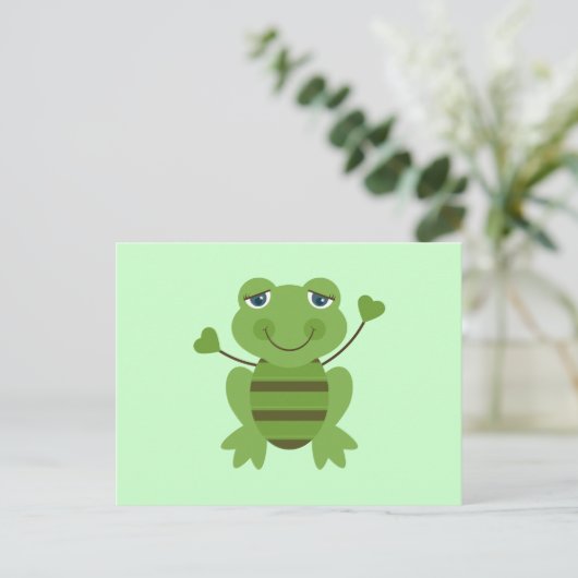 Strichmännchen Frog Postkarte (Stehend Vorderseite)