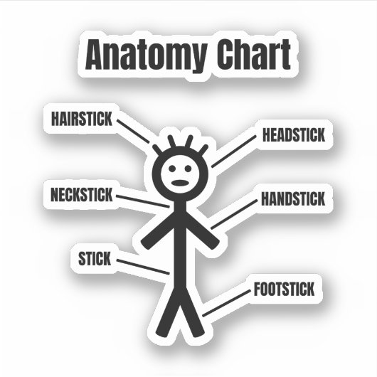 Strichmännchen Funny Stickman Anatomie Chart Aufkleber (Vorderseite)