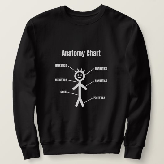 Strichmännchen Funny Stickman Anatomie Chart Sweatshirt (Design vorne)