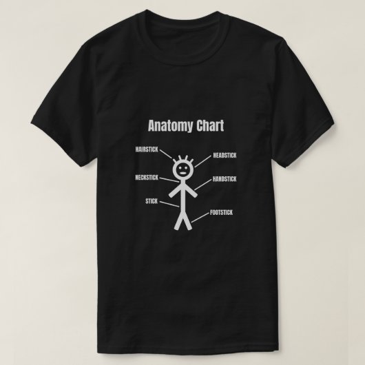 Strichmännchen Funny Stickman Anatomie Chart T-Shirt (Design vorne)