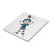 Strichmännchen-Fußball-Blau Fliese (Seite)