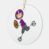 Strichmännchen-Fußball lila Keramik Ornament (Links)