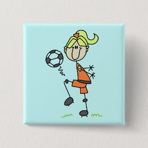 Strichmännchen-Fußball-T-Shirts und Geschenke Button