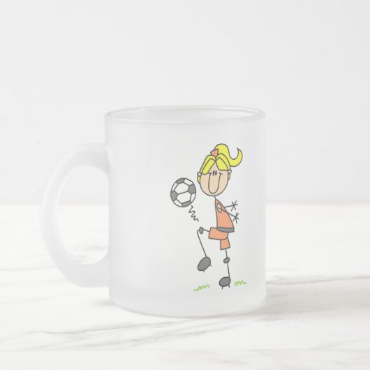 Strichmännchen-Fußball-T-Shirts und Geschenke Mattglastasse (Links)