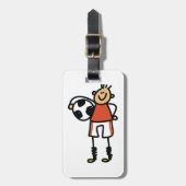 Strichmännchen-Fußballspieler Gepäckanhänger (Vorderseite vertikal)