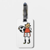 Strichmännchen-Fußballspieler Gepäckanhänger (Rückseite vertikal)