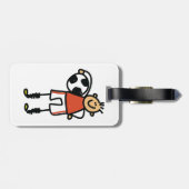 Strichmännchen-Fußballspieler Gepäckanhänger (Rückseite horizontal)