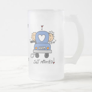 Strichmännchen gerade verheiratet mattglas bierglas