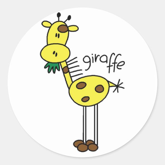 Strichmännchen Giraffe T - Shirt und Geschenke Runder Aufkleber (Vorderseite)
