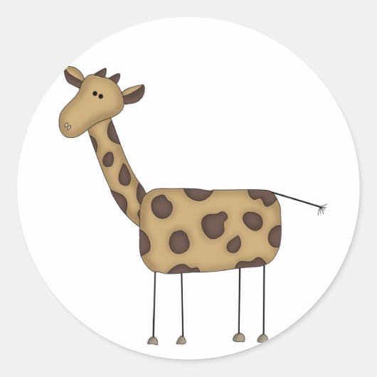 Strichmännchen Giraffe Tshirts und Geschenke Runder Aufkleber (Vorderseite)