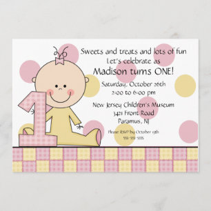 Strichmännchen Girl 1. Geburtstag Einladung