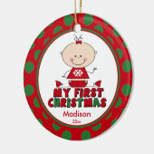 Strichmännchen Girl Baby's First Christmas Ornamen Keramikornament (Links)