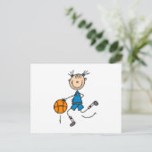 Strichmännchen Girl Basketball Basketball Spielert Postkarte (Stehend Vorderseite)