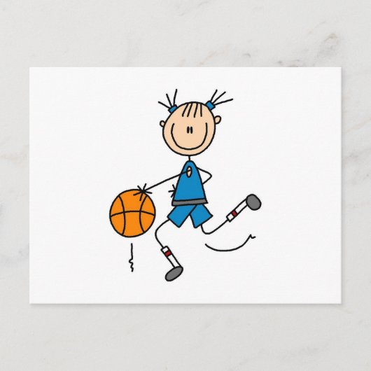 Strichmännchen Girl Basketball Basketball Spielert Postkarte (Vorderseite)