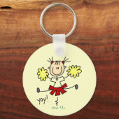 Strichmännchen Girl Cheerleader Tshirts und Gesche Schlüsselanhänger (Vorderseite)