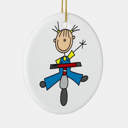 Strichmännchen Girl Driving a Scooter Keramikornament (Rechts)