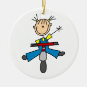 Strichmännchen Girl Driving a Scooter Keramikornament (Vorne)