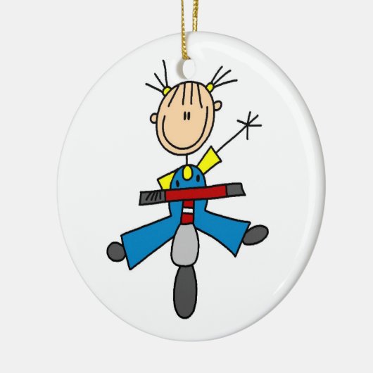 Strichmännchen Girl Driving a Scooter Keramikornament (Links)