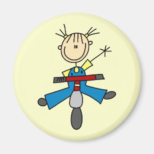 Strichmännchen Girl Driving a Scooter Magnet