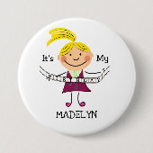 Strichmännchen Girl Es ist mein Geburtstag Button (Vorderseite)