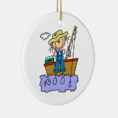 Strichmännchen Girl Fishing Keramikornament (Rechts)