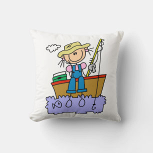 Strichmännchen Girl Fishing Kissen