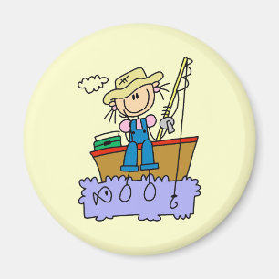 Strichmännchen Girl Fishing Magnet