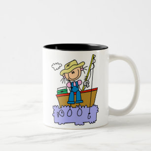 Strichmännchen Girl Fishing Zweifarbige Tasse