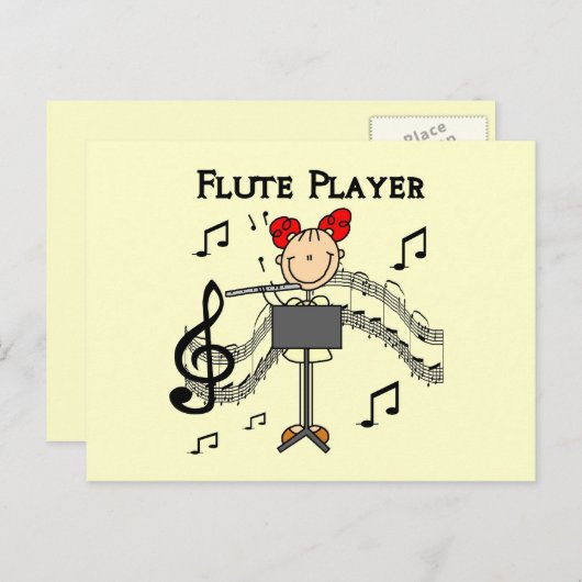Strichmännchen Girl Flute Player Tshirts und Gesch Postkarte (Vorne/Hinten)