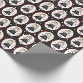 Strichmännchen Girl in Sneakers auf Polka Dots Geschenkpapier (Ecke)