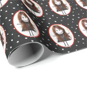 Strichmännchen Girl in Sneakers auf Polka Dots Geschenkpapier (Rolleneckpunkt)