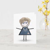 Strichmännchen Girl in Sneakers denken Sie an Sie Karte (Gelbe Blume)