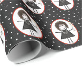 Strichmännchen Girl in Sneakers Geschenkpapier (Rolleneckpunkt)