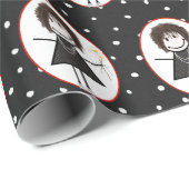 Strichmännchen Girl in Sneakers Geschenkpapier (Rolleneckpunkt)