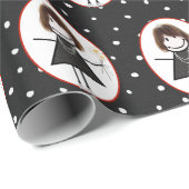 Strichmännchen Girl in Sneakers Geschenkpapier (Rolleneckpunkt)