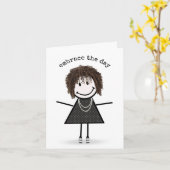 Strichmännchen Girl in Sneakers Hallo Karte (Gelbe Blume)