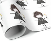 Strichmännchen Girl in Sneakers on White Geschenkpapier (Rolleneckpunkt)