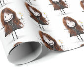 Strichmännchen Girl in Sneakers on White Geschenkpapier (Rolleneckpunkt)